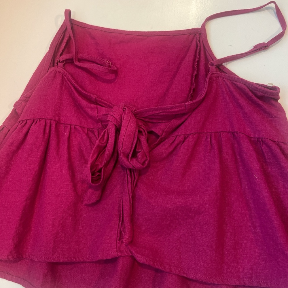 Hot Pink LA hearts tank with tie in the back. Size medium